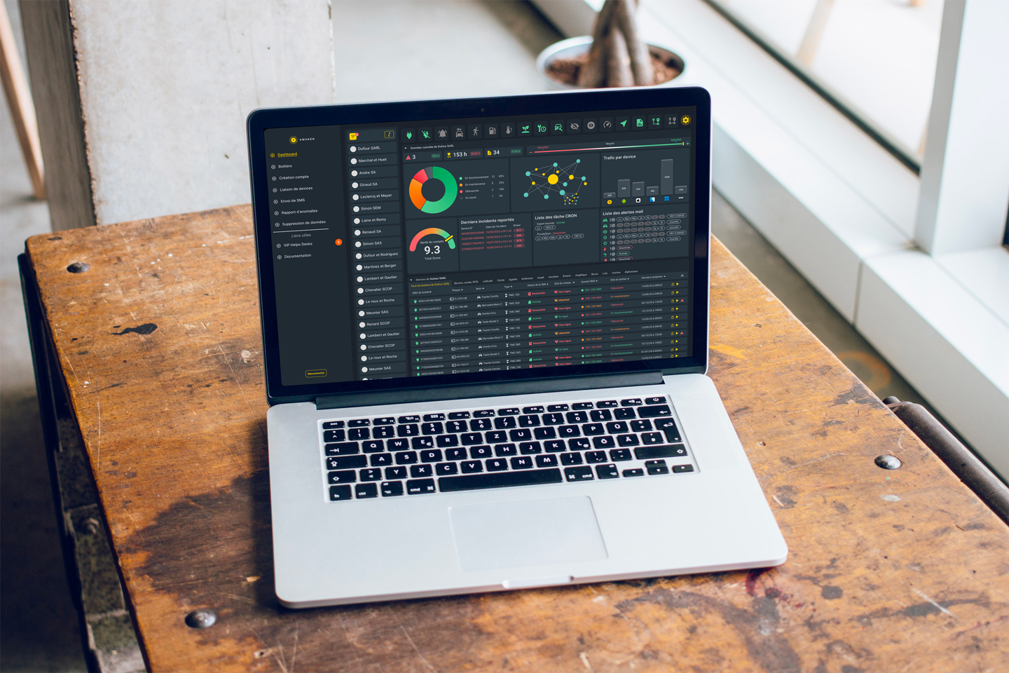 Photographie d'une PC sur lequel tourne le Dashboard support de AWAKEN